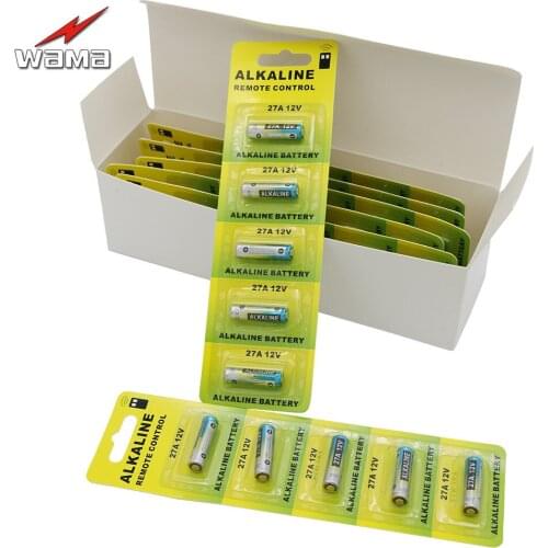 50pcs/10pack Wama Alkaline 12V 27A Primary Dry Batteries A27 27AE 27MN 55mAh Alarm Car Remote Toys Battery Drop shipping New