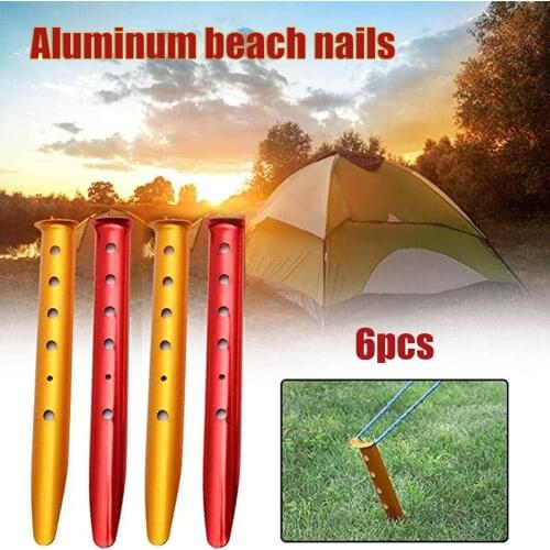 6 Pcs Snow and Sand Tent Stakes Pegs Aluminum Alloy U-Shaped Tent Pegs Tent Nails Lightweight for Camping Hiking SAL99