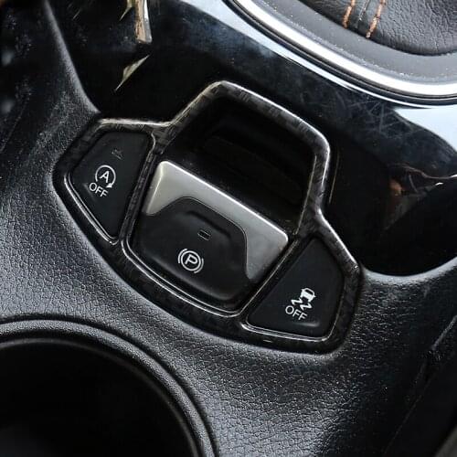 ABS Carbon fibre For Jeep Compass 2017-2020 Car accessories Electronic Auto Handbrake Hand Brake Button Panel Trim Cover Styling