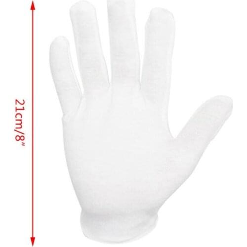40GC 24Pcs/12 Pairs Men Women White Cotton Gloves Health Daily Work Stretchable Lining Mittens Coin Jewelry Silver Costume