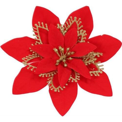 Simulation Christmas Flower Heads Baubles DIY Wreath Xmas Tree Hanging Decoration Scrapbook Craft Flower Arrangement For Party
