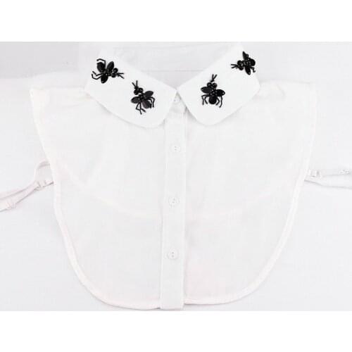 Elegant Women Cardigan Half Sweater Shirt Fake Collar Rhinestone Detachable Collar False Collar Crystal Chiffon Lapel Blouse Top