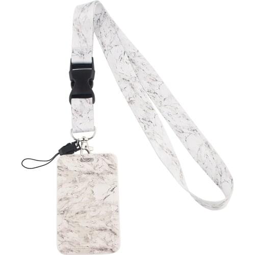 ER669 White Marble Creative Buckle Lanyard Card Holder Student Hanging Neck Phone Lanyard Badge Subway Access Card Holder