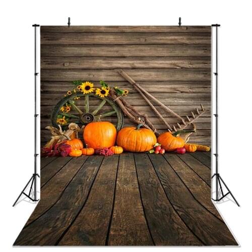 Autumn Pumpkin Photography Backdrops Farm Wood Board Photographic Studio Photo Background Children Birthday Decorations Prop