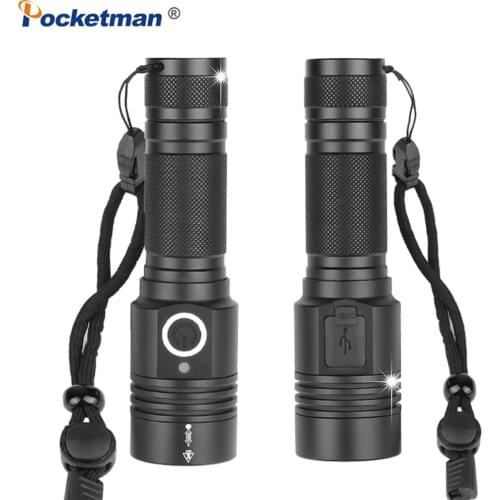 Flashlight Ultra Bright xhp50.2 LED Torch USB Rechargeable Flashlight Zoomable LED Flashlight Use 18650 Battery