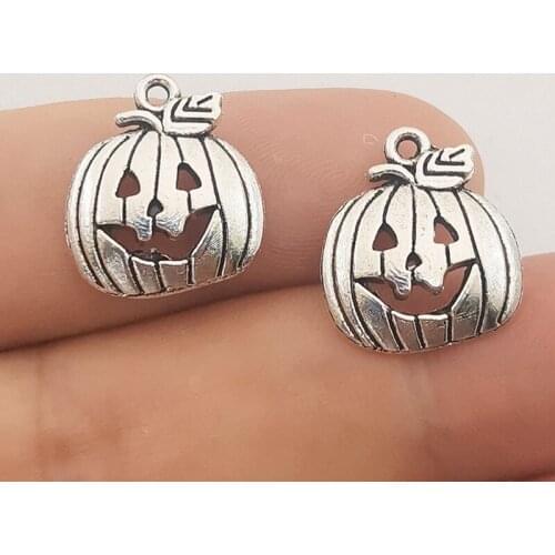 JINDINSP 10pcs 18*16mm Antique Metal Alloy Halloween Charms Terror Smile Pumpkin Jewelry Charms Diy earring charms