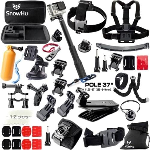 SnowHu For Gopro Hero Accessories Set Head chest belt + self timer bar Go pro hero 9 8 7 6 for Yi 4K EKEN H9 sport camera GS42