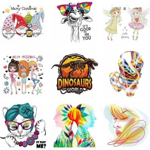 Colorful Portrait Pattern Patch Iron on Transfer Unicorn Patches for Kids Clothing DIY T-shirt Appliques Heat Transfer Stickers