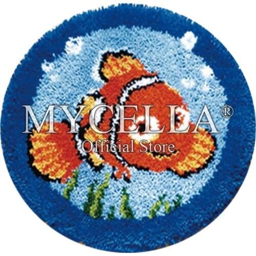 Latch Hook kits Pillow Diy Handmade Goldfish pattern Canvas Cushion Crocheting Latch Hook Kits accessories Round carpet