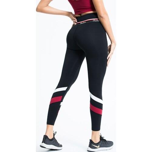 High-Rise Waist Full-Length Hip Lifting Fitness Pants Women Gym Leggings Letter Printing Waistband Moisture Wicking Yoga Legging