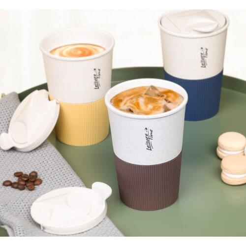 Summer Couple Milk Coffee Cup Japanese-style Breakfast Milk Cup Easy to carry With Lid Car Travel Coffee Cup BPA Free