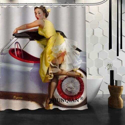 Best Nice Custom Pin Up Girls Art Shower Curtain Bath Curtain Polyester Fabric Bathroom Curtain MORE SIZE A6.1-13