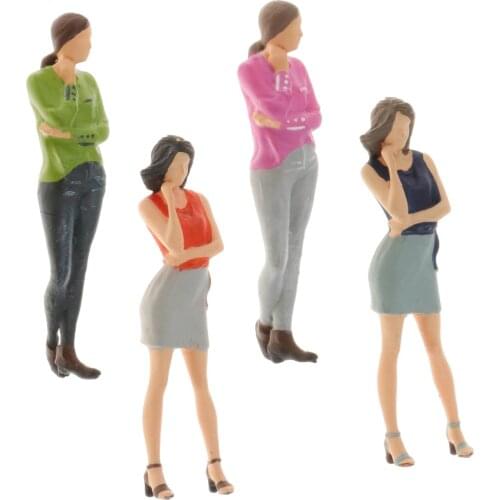 Mini 1:64 Scale Diorama Painted Figure Resin Graceful Girl Model Train Road Buliding for Siku Desktop Decoration Supplies