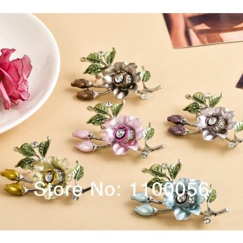 Min Order $10! 10pcs/lot Cheap Costume Jewelry Rhinestone colorful Flower Brooch Wholesale Crystal Brooch Bouquet X0700