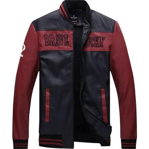 Mcikkny Fashion Men Pu Leather Jackets Coats Stand Collar Fleece Lined Jackets Outwear For Male Size M-3XL Windbreak