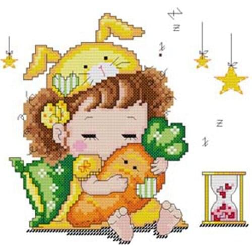 Cute Cartoon Couple Characters in your Dream Cross Stitch Kit Printed Cloth 11CT14CT18CT Hand Embroidered Material Pack