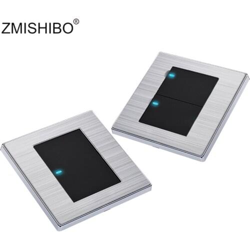 ZMISHIBO LED Lighting Switch Stainless Steel 1-Gang/2-Gang/3-Gang/4-Gang and 1-Way/2-Way Push Button Wall Switches 50V-440V