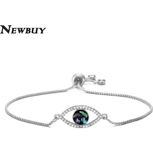 NEWBUY 2020 Trendy Black Shell Eye Charm Bracelets For Women Girl Hot Sale Fashion Cubic Zirconia Jewelry Femme Bijoux Gift