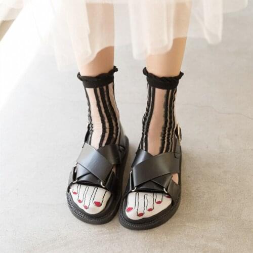 2019 New Arrival Women Funny Finger Patterned Transparent Socks Colored Striped Street Hip Hop Female Hipster Art Sox