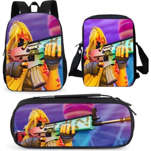 New cartoon Fortnite season 9 Backpack Bag 3pcs/set Boys School Bags Girls Student Large Capacity Backpack For Children Mochila