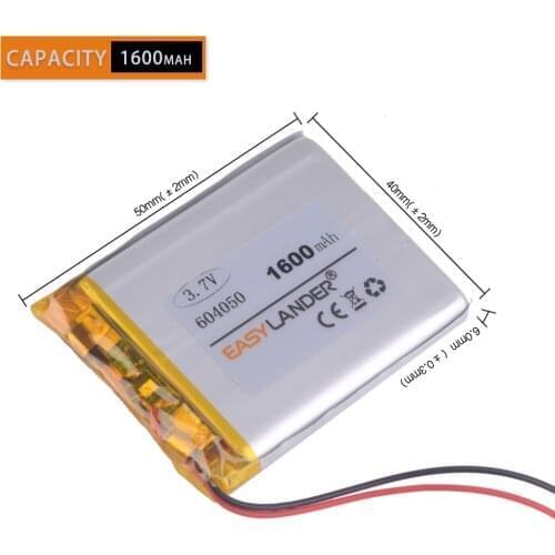 604050 3.7V 1600mAh Rechargeable li-Polymer Li-ion Battery For MP3 MP4 Game Player mouse PSP Lampe speaker toys Mobile 064050