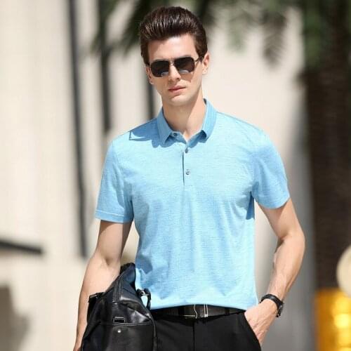 2020 new arrival summer high quality men mulberry silk Polo Shirts men, Mens Short Sleeve Business Casual Male Polo shirt