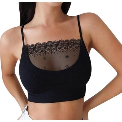 Sexy Chest Crop Tops Intimates Lace Patchwork Bra Women Seamless Bras Bustier Wrap Top Tube Bandeau Camisoles Spaghetti Strap