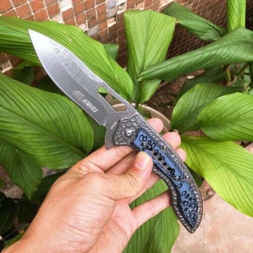 High Quality Folding Knife Camping Survival Knife Karambit Tactical With Etching process Surface 4CR13 Blade G10 Handle EDC Tool