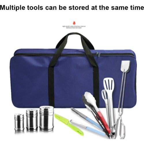 BBQ Grill Tools Carry Bag Heavy-Duty Oxford Fabric Waterproof Zipper Carrying Bag With Handles Barbecue Accessories Travel Bag