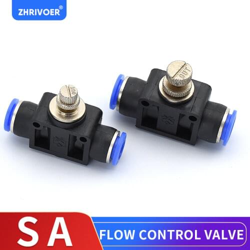 Air Flow Speed Control Valve Tube Water Hose Pneumatic Push In Fittings Throttle Valve SA 4-12mm