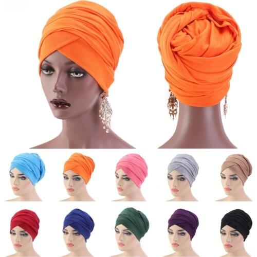 African Turban Long Tail Cap Headtie Women Wrap Head Scarf Hair band Muslim Headscarf Tube Hijab Bandana Hap Headpiece Beanie