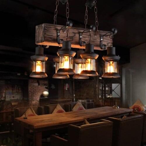Vintage Loft Pendant Light Wrought Iron Glass Shade Pendant Lamp Kitchen Light Hanging Ceiling Lamp abajour