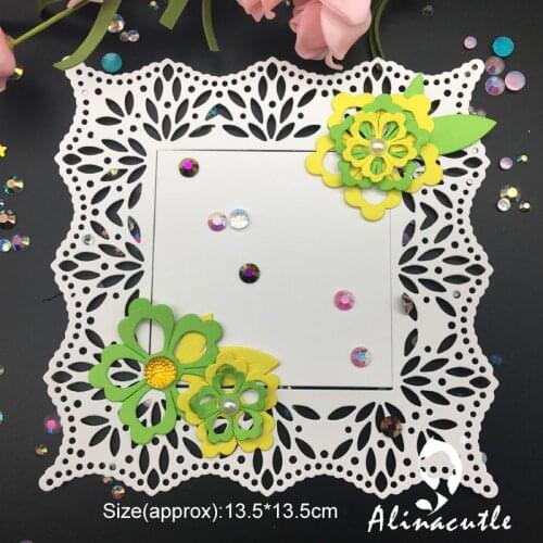 Die Cut Metal Cutting Vintage flower Square Frame DIY Scrapbooking Album Papercraft Handmade Card Stencil Art Cutter Punch Die