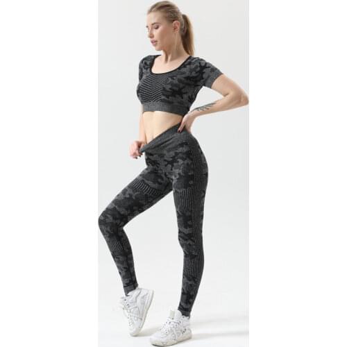 Women Seamless Yoga Sets Fitness Running Sports Suits Backless T-Shirt High Waist Leggings Pants 2pcs Set Stretchy Yoga Outfits