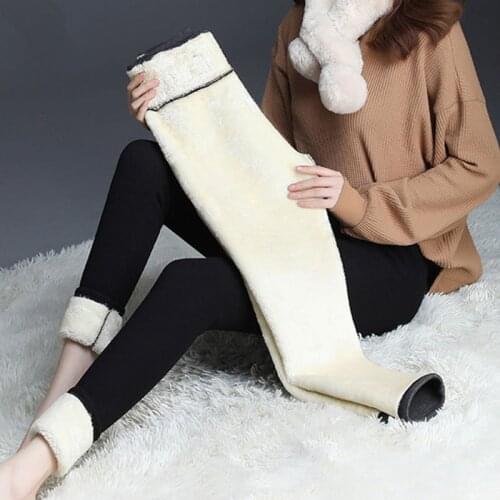 2021 Women Winter Leggings High Waist Elastic Plus Velvet Thick Legging Pants Female Push Up Slim Keep Warm Lamb Wool Leggings