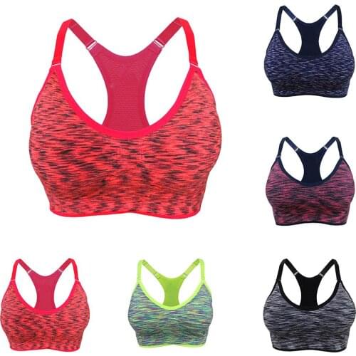 Women Seamless Shakeproof Racerback Sports Bra Wire Free Padded Yoga Tank Top
