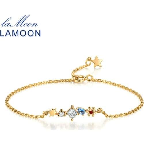 LAMOON Simple Style Colorful Tear Drop Cubic Zirconia Bracelet For Women 925 Sterling Silver Charm Gift Fine Jewelry HI057