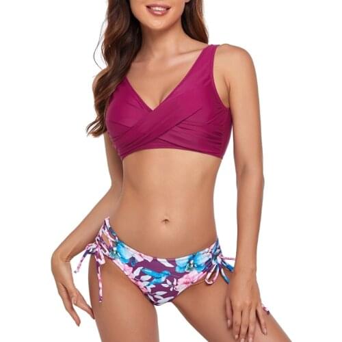 40GC Women Sexy 2 Pieces Bikini Set Backless Bra Thong Swimsuit Bathing Suit Beachwear Swimwear