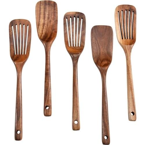 00TDTY Natural Wooden Cooking Shovel Spatula Turner Kitchen Utensil Tools Non-stick Long Handle Cookware for Restaurant Home