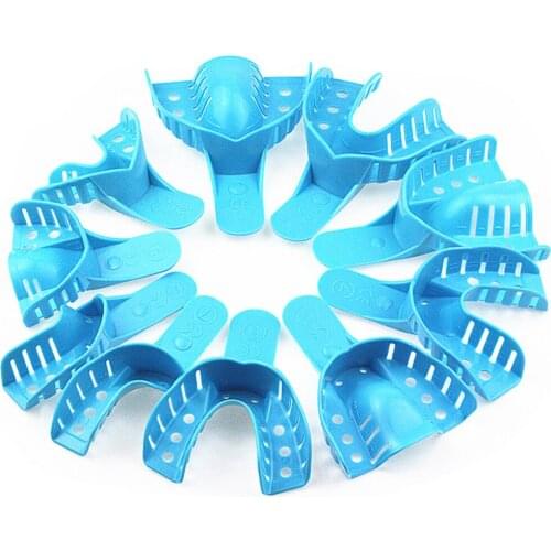 1 Set(10 Pcs) High Quality Dental Impression Trays Blue Autoclavable Denture Instruments Dentist Products