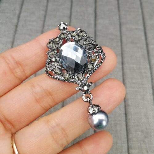 1Pcs New Flatback Brooch Buttons Alloy Glass Crystal Rhinestones DIY Jewelry Accessories Clothing Decoration Wholesale