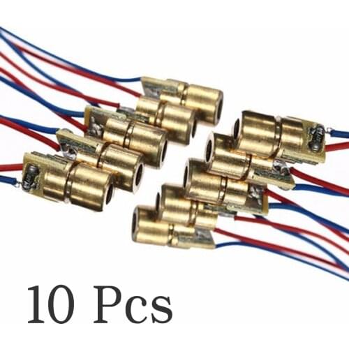 10 pcs DC 5V 5mW 650nm 6mm Laser Dot Diode Module Red Copper Head Tube