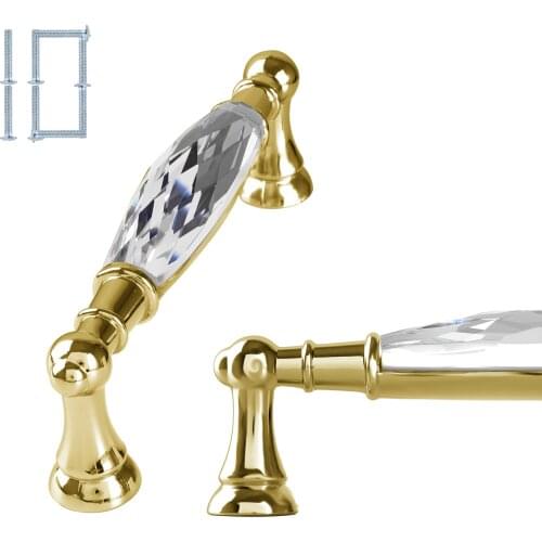 10 pieces/lot Wardrobe Cabinet Kitchen Pull Handle Crystal Handles For Furniture Crystal Knobs Drawer Gold Home Decoration
