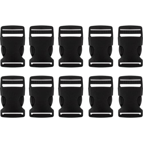 10 Pcs 1" 2.5CM Width Plastic Safety Quick Release Buckles Black