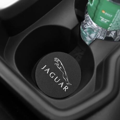 2Pcs Car Styling Cup Mat PU Leather Coaster Water Slot Non-Slip Pad For Jaguar XF XFL XEL E-PACE F-TYPE F-PACE I-PACE