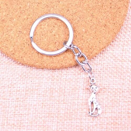 20pcs 25*9mm cat Pendants DIY Men Car Key Chain Ring Holder Keyring Souvenir Jewelry Gift