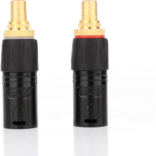 2pcs/lot hifi audio XLR male to RCA Female Socket Adapter plated gold RCA plug