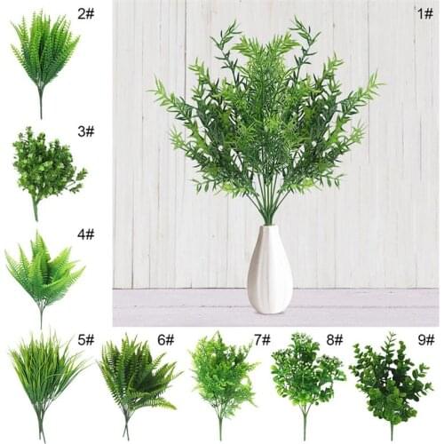 7 Fork Water Grass Eucalyptus Plastic Artificial Plants Green Grass Plant Wedding Home Decoration Table Decor Dropshipping