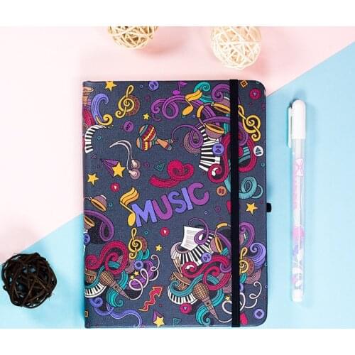 B6 Music Guitar Bullet Dotted Journal Hardcover Notebook Elastic Band Travel Planner Diary