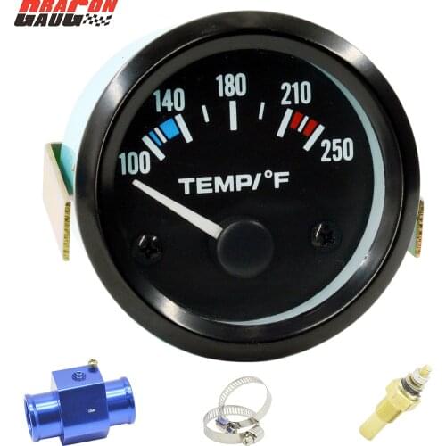 Dragon gauge 52mm Black Shell White Light Car Refit Fahrenheit Water Temperature Gauge Detect Racing Temp Meter